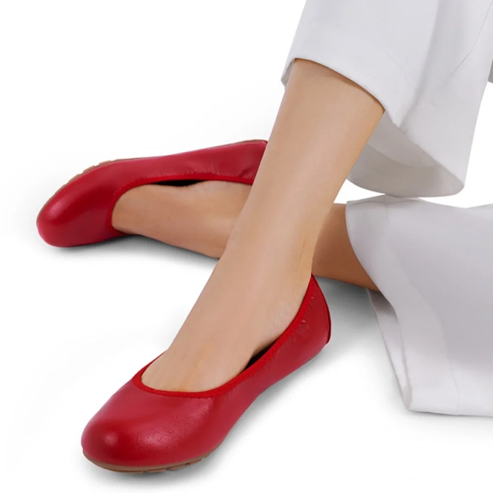 DREAM PAIRS Women's Foldable Ballerina‎ Flats Red Size 10